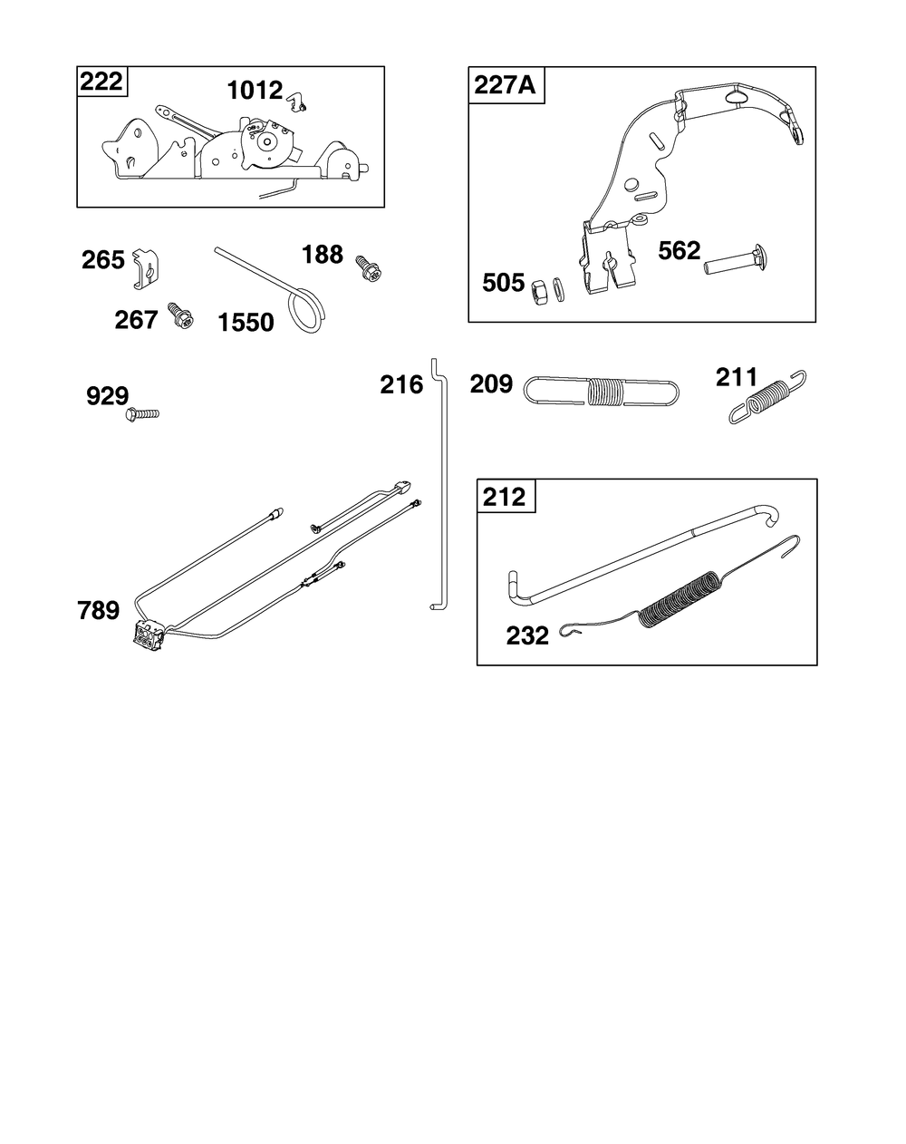 Controls Group Diagram and Parts List for 44U577-0002-H5 400000 - 699999 Briggs and Stratton Engine